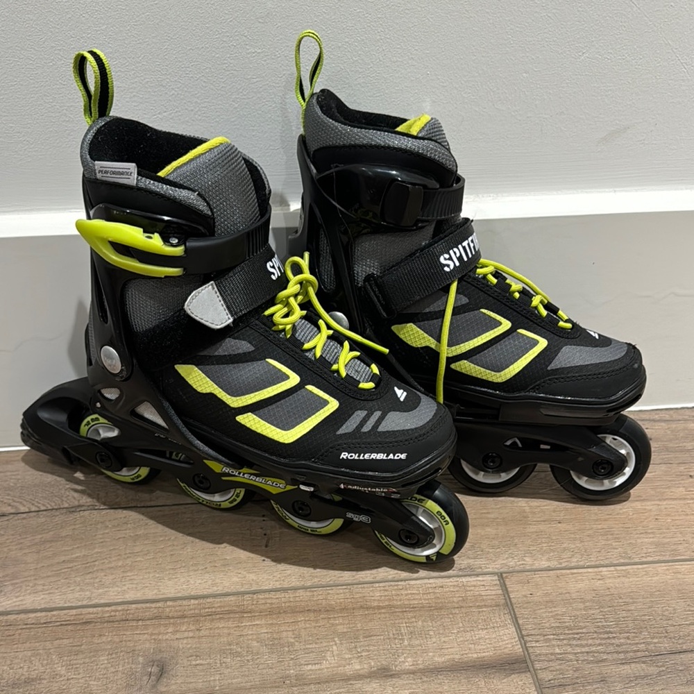 Spitfire Black and Neon Green Kids Inline Skates